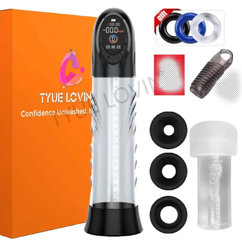 Elektromos péniszpumpa új LCD-s pénisznagyobbító szivattyú, péniszedző, szopás férfi maszturbátorok csésze Dick pumpa szexjátékok férfiaknak — image 8