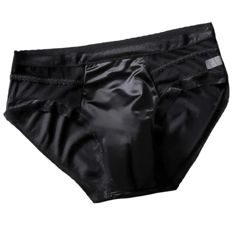 Men's Sexy Lace Thin Seamless Ice Silk Briefs Underwear 3D Bulge Pouch Panties U Convex Sexy Underwear Ice Silk Lace Thin — image 19