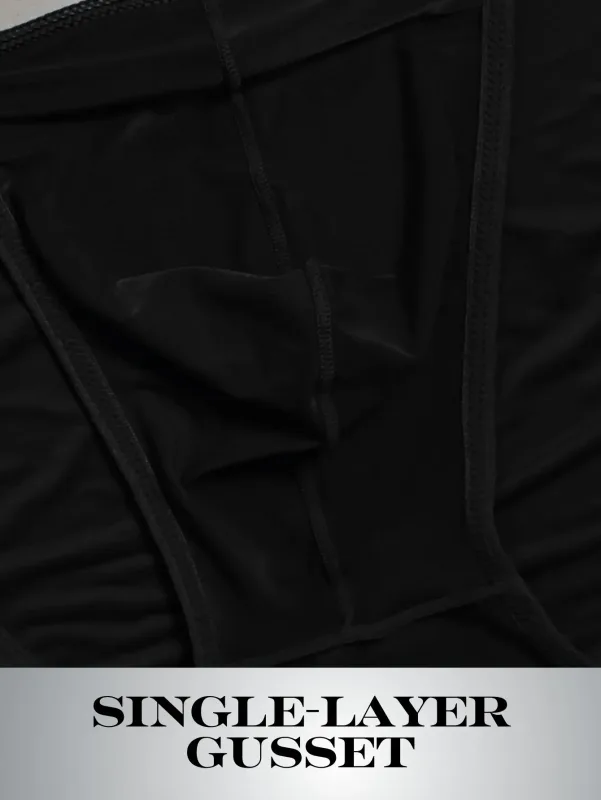 1pc Men's Sexy Semi-sheer Briefs - Ice Cold Fabric Printed Waistband Breathable Sweat-Wicking Soft Casual Daily Men Underwear — image 6