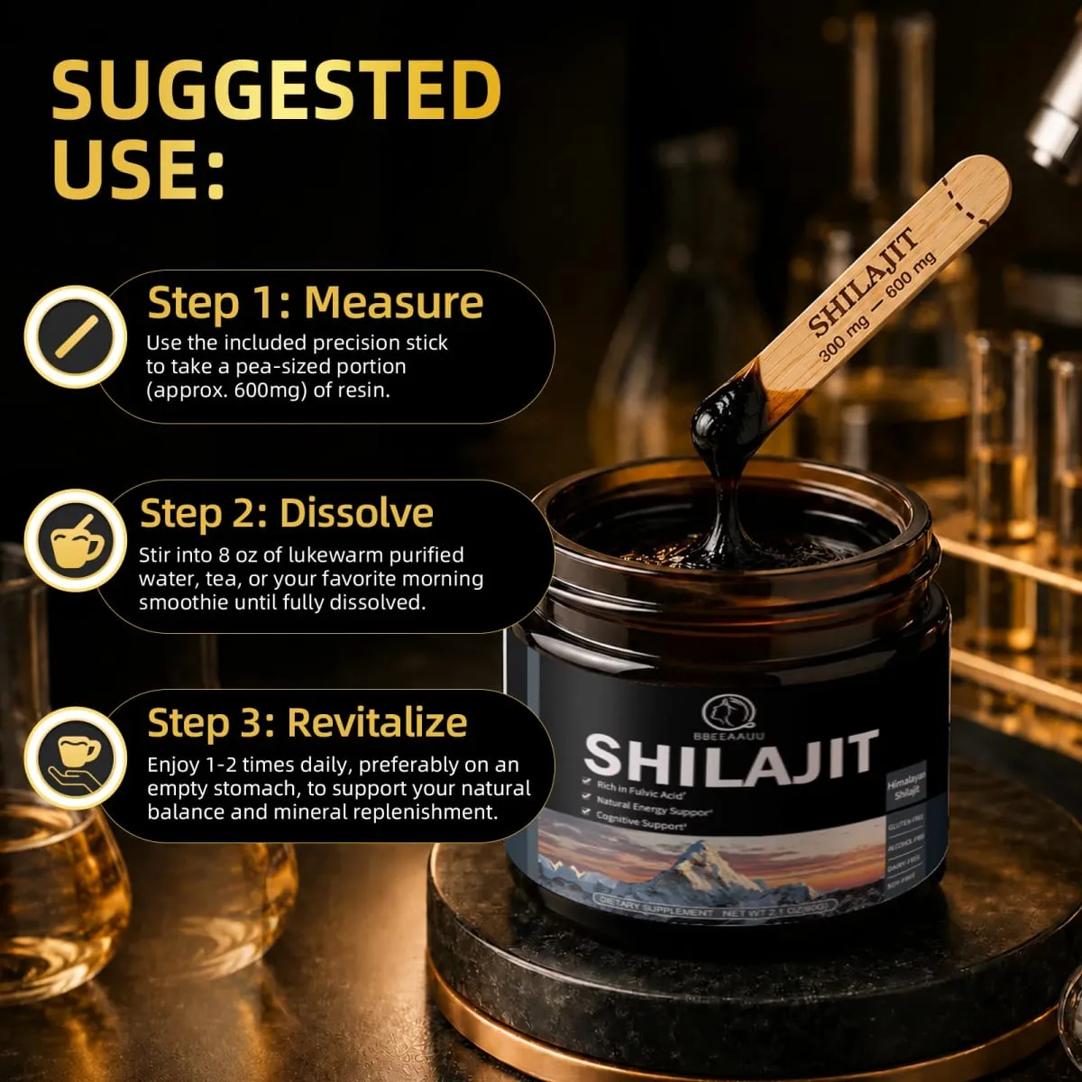 204MG természetes Shilajit gyanta eredeti ital ásványi kiegészítők az immunrendszer anyagcseréjéhez, általános fizikai egészséghez — image 5