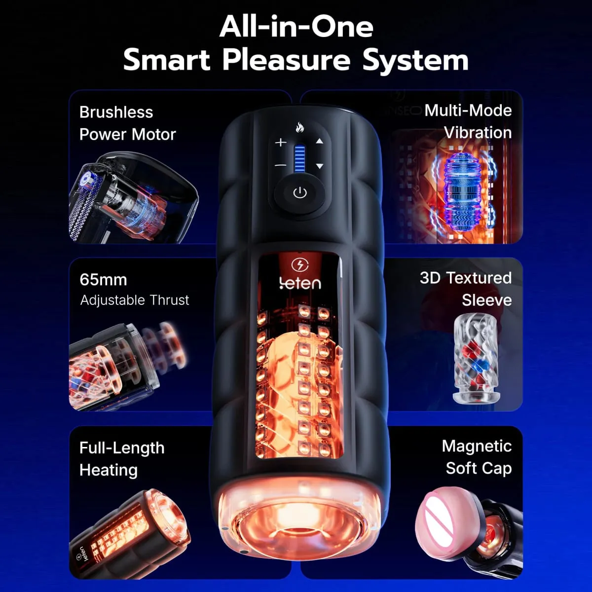 Leten Férfi maszturbátor szexjáték férfiaknak Automatikus tolóerős dugattyús simító kefe nélküli motor Gyorsan fűthető hüvely felnőtt szexjáték férfiaknak — image 2