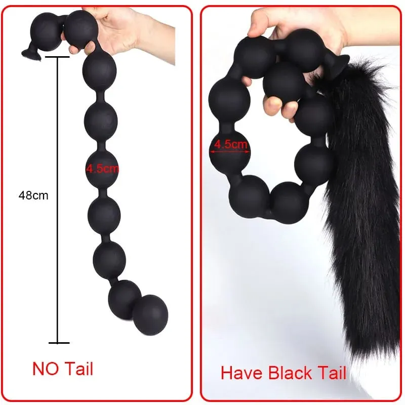 Butt Plug with Tail BDSM felnőtt szexjátékok pároknak, hatalmas anális gyöngyök, folyékony szilikon puha anális dugó Prosztata masszázs anális dildók — image 10