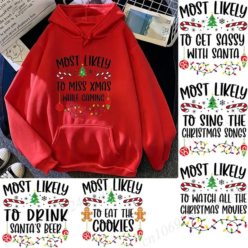 Pinakamalamang Sa Pasko Family Hoodies Nakakatawang Slogan Group Sweatshirts Xmas Gingerbread Man Print Hooded Hoody Holiday Party Top — image 6