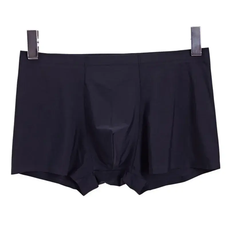 Sem costura boxers de seda gelo masculino cor sólida cuecas masculinas ultra-fino sexy roupa interior verão legal tronco shorts