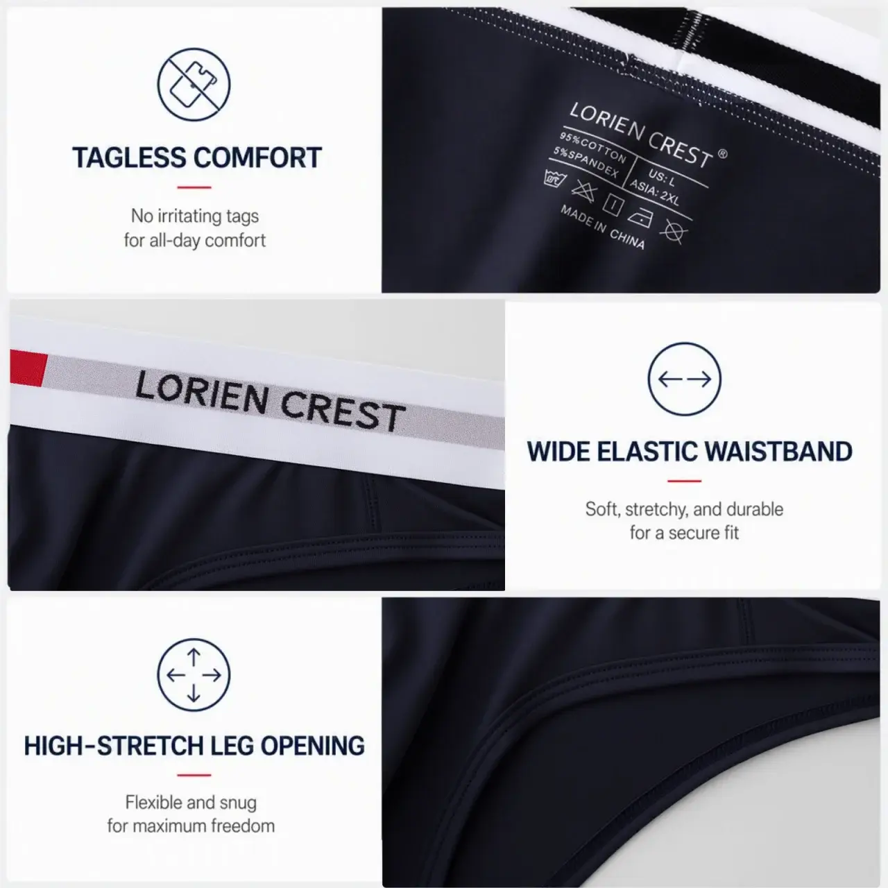 3Pcs Low Waist Men's Cotton Briefs, No‑Fly U‑Pouch Sports Underwear, Sexy Elastic Breathable Daily Underpants Male — image 3
