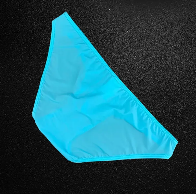Cuecas masculinas de seda gelo ultra fino roupa interior sexy u bulge bolsa calcinha masculina conforto elástico secagem rápida cuecas — image 5