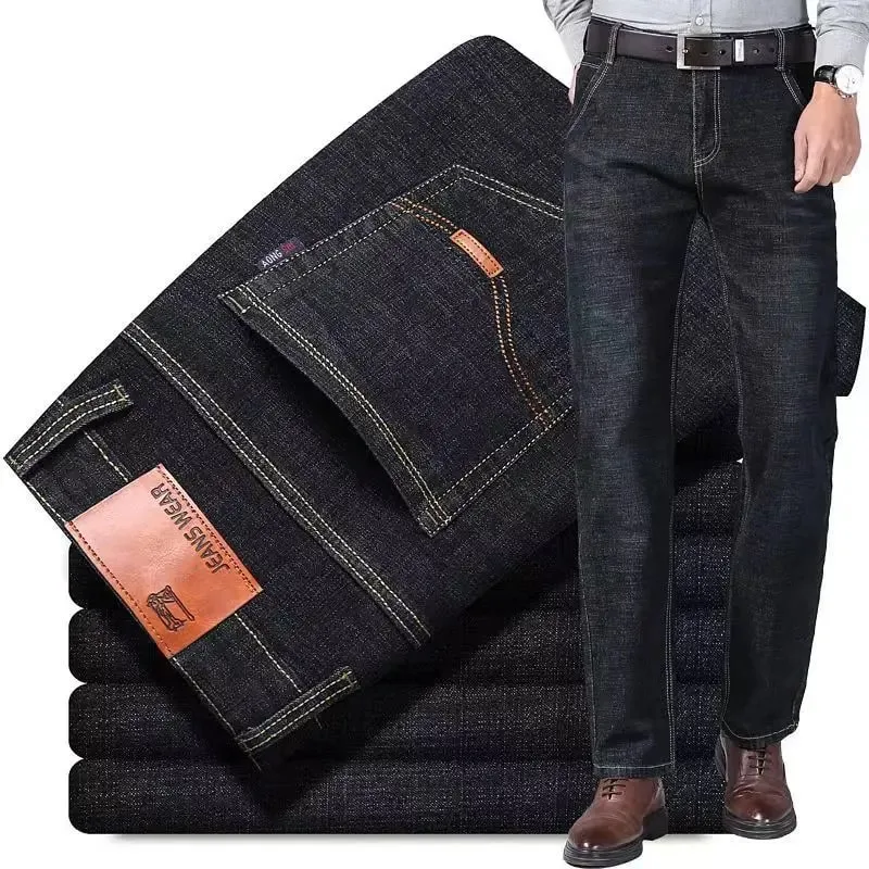 Business Jeans Men Straight Versatile Youth Middle-aged Denim Cheap Work Site Electric Welding Mason Bricklayer Pants Fashion