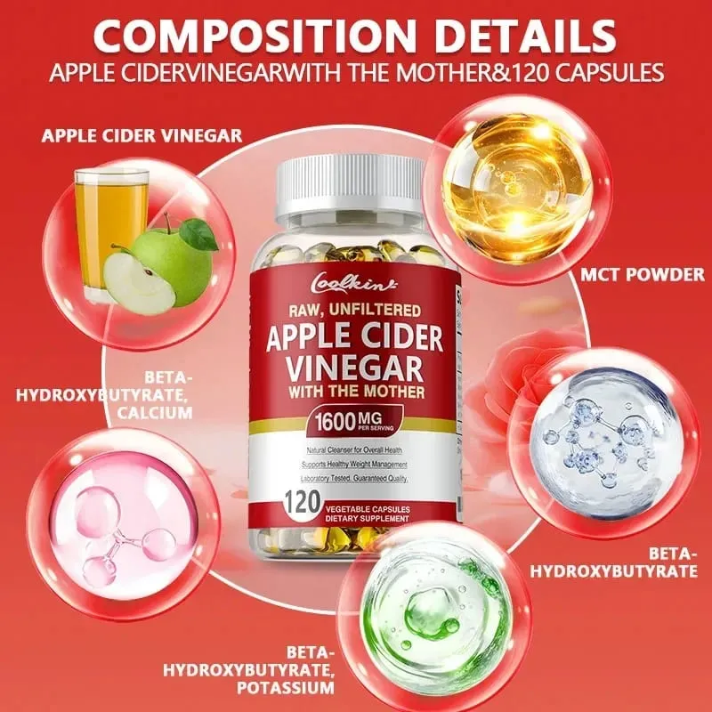 Apple Cider Vinegar Capsules - Supplement B Vitamins Weight Management Detox Relieve Bloating and Constipation Fat BurnerSup