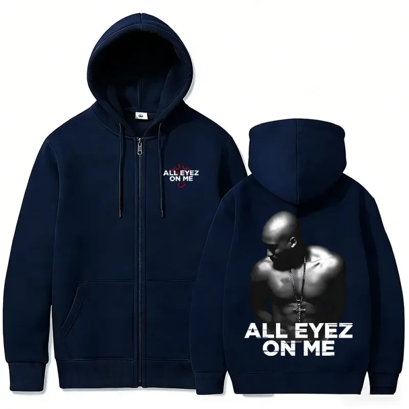 Rapper Tupac 2pac All Eyez on Me Cross Zipper Hoodie Lalaki Babae Hip Hop Fashion Zip Up Hoodies Panlalaki Kaswal Oversized Streetwear — image 7