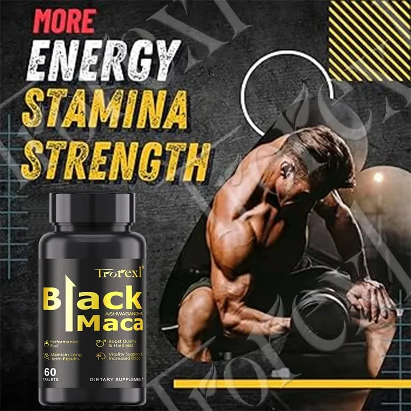 Natural Black Maca Tablets with Ashwagandha Male Power Energy Supplement Man Enlargent Pills ENHANCES VIGOUR & STAMINA — image 2