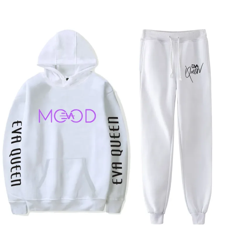 Hip hop confortável eva rainha impressão moletom moletom terno hoodies + calças terno meninos/meninas 2 peça conjunto roupas — image 5