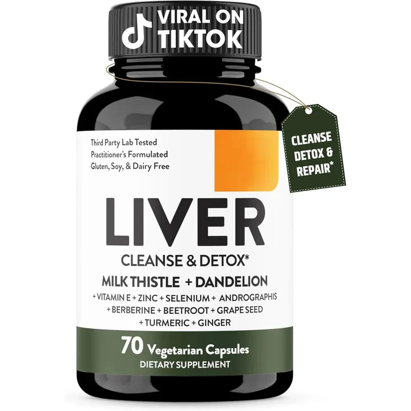Limpeza do fígado, desintoxicação e suporte para reparo, 70 cápsulas vegetais, suplemento para saúde digestiva do fígado e renovação para homens e mulheres fumantes
