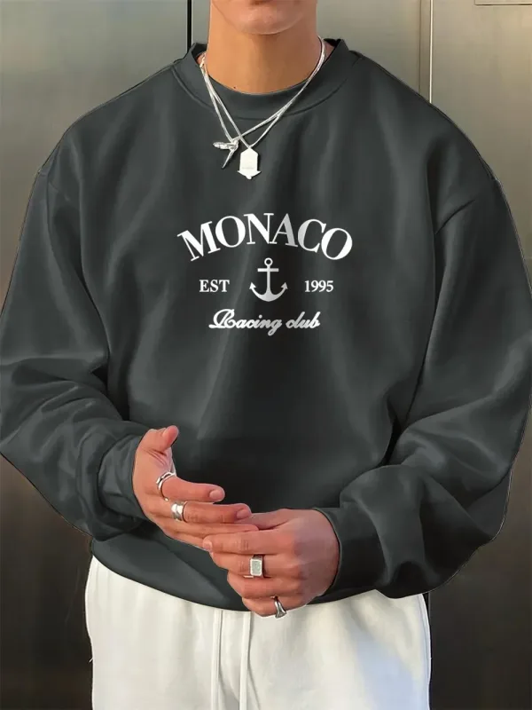 Ang bagong men's round-neck sweatshirt para sa Spring and Autumn 2026 ay kaswal at kumportable sa 3D letter pattern printing