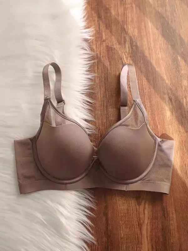 Plus Size Seamless Thin Push Up Lingerie For Women Large Breasts Look Smaller Anti-sagging Soft Underwire Bra