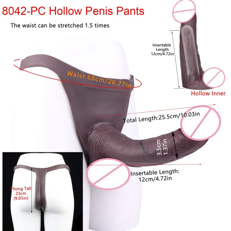 2 Colors Huge Hollow Dildo Pants High Waist Strap-On Penis Extender насадка на член For Men Delay Ejaculation Ultra Dildo — image 26