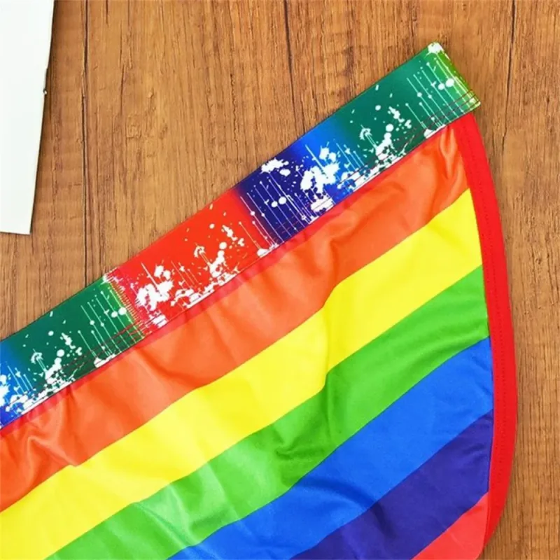 New Man U Convex Pouch Underwear Sexy Rainbow Stripes Briefs Male Swimwear Europe Size S/M/L/XL — image 5