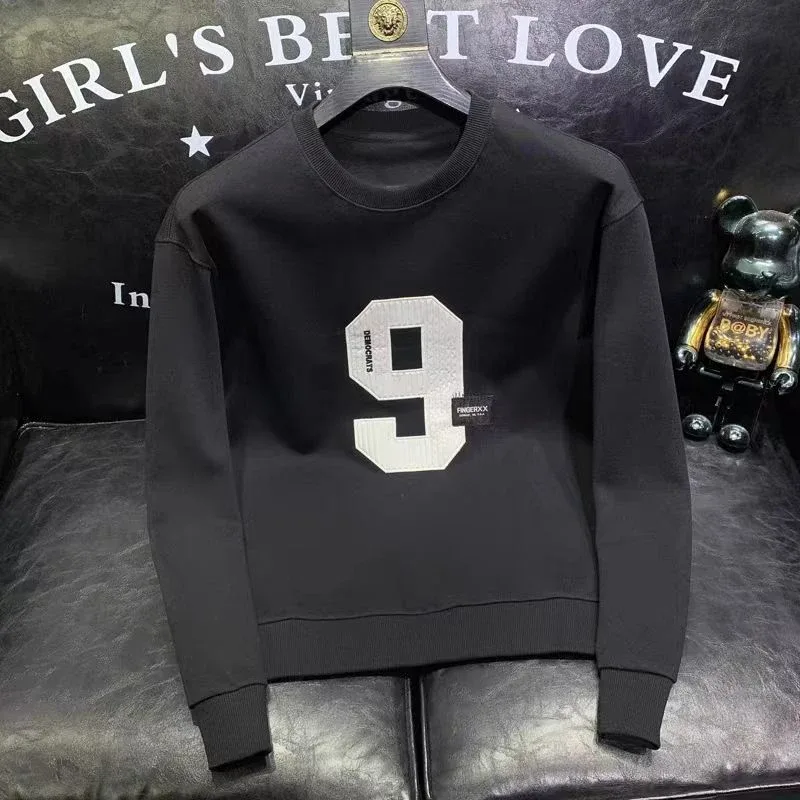 Vår Höst Herr Trendig Enkel Casual All Match Sweatshirt Y2K Streetwear Rundhalsad Långärmad Pullover Man Lösa Luvtröjor
