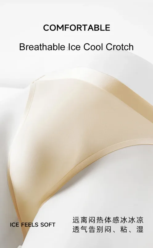 Seamless Quick Drying Men Briefs Underwear Solid Color Ice Silk Light AndThin Underpants Sexy Breathable 3D Pouch Panties Undies