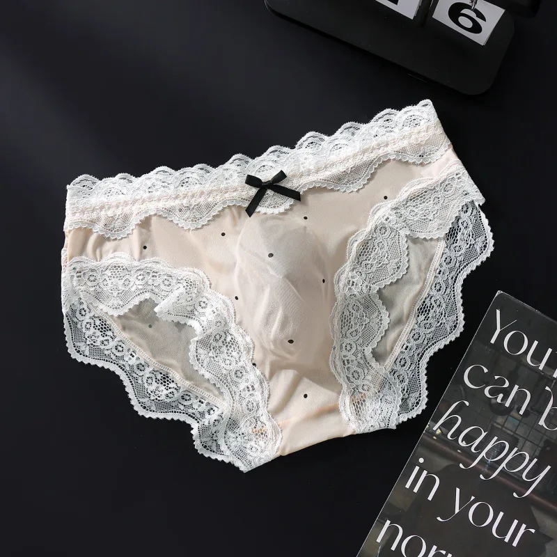 Men Sexy Lace Briefs Sweet Women Style Panties for Men Mid Waist Sheer Ice Silk Seamless Underwear Stretch U Convex Underpant — image 17