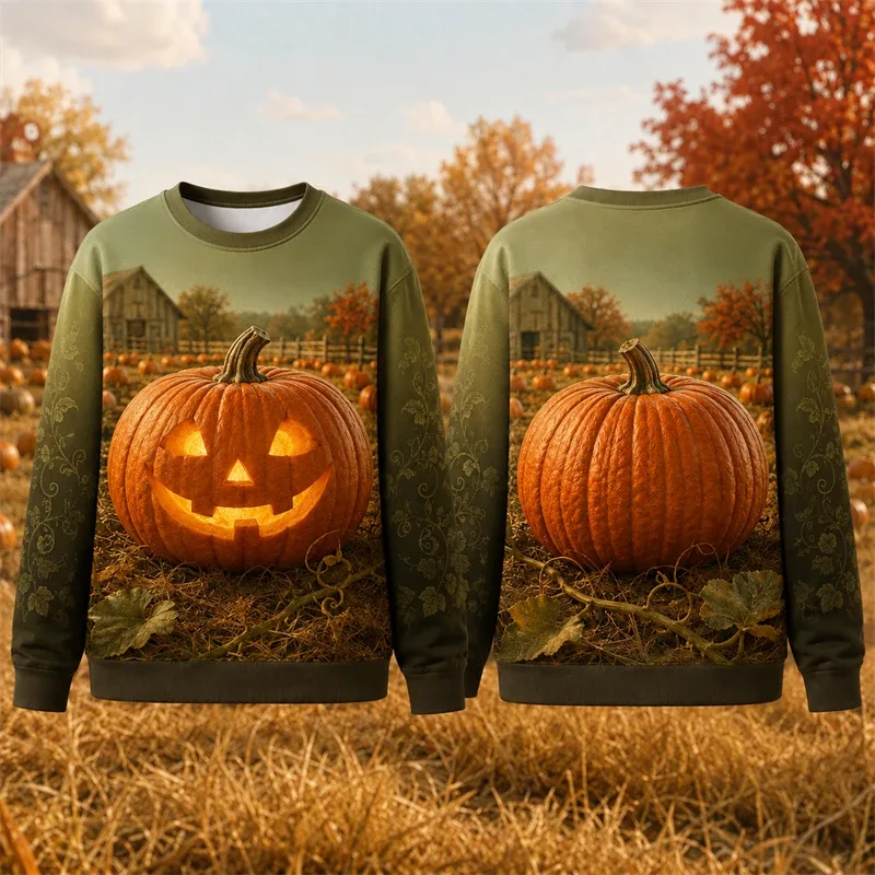 Autumn Winter Halloween Men Sweatshirt 3d Print Vintage Farm Pumpkin Lantern Pullover Sweatshirt Thanksgiving Party Unisex Top — image 10