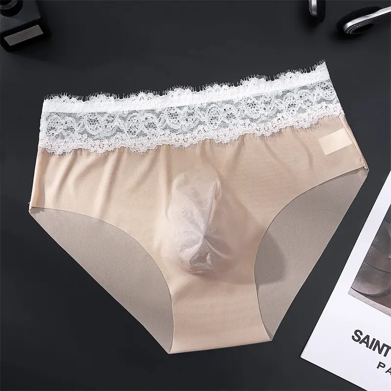 Ice silk men's underwear seamless cueca lace Sexy lingerie thin convex bag calzoncillos hombre adults 18 plus tangas japonesa — image 8
