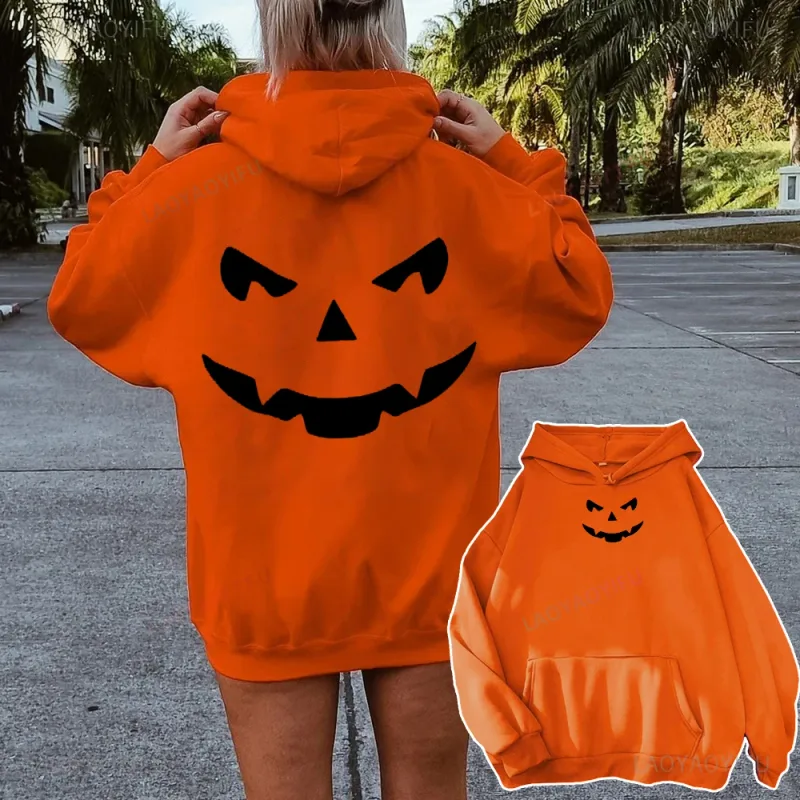 Halloween Pumpkins Hoodies Casual Long Sleeves Hooded Interesting Pumpkin FaceSweatshirts Cool Halloween Men Women Pullover Tops — image 6