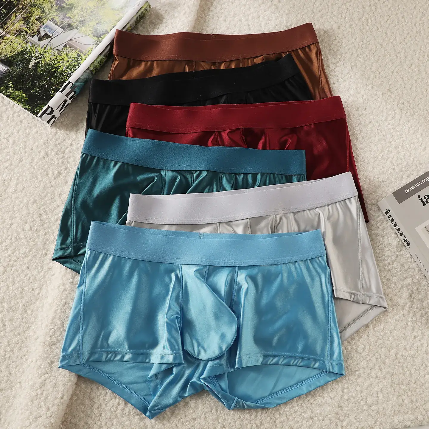 Mens Underwear Boxer Shorts Man Solid Slim Nylon Panties Cueca Middle Waist JJ Pouch Underpants Male Boxers Ropa Plus Size M-XXL — image 6