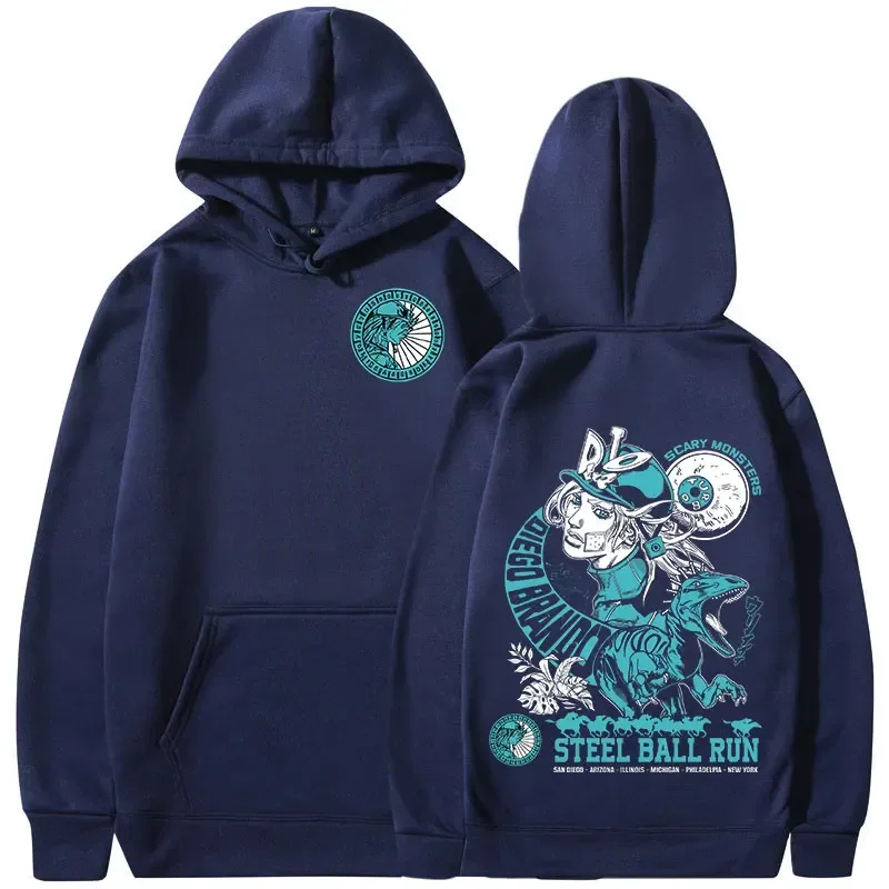 Anime Jojo Bizarre Adventure Hoodies STEEL BALL RUN Diego Brando Manga Graphic Sweatshirts Men's Long Sleeves Fleece Pullovers — image 3