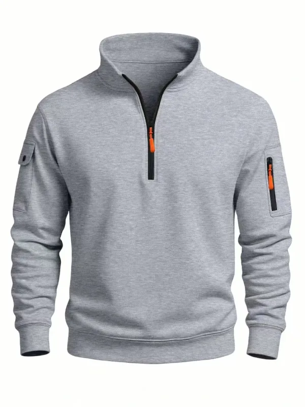Men's Sweatshirt 2025 Autumn and Winter New Casual Sports Casual Long Sleeved High Neck Half Zipper Windproof Top