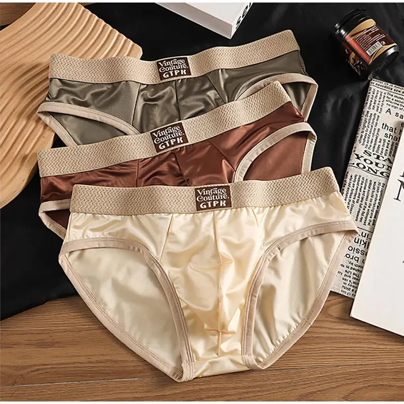 Luxurious Men's Briefs Satin Smooth Cool Ice Silk Panties Underwear Briefs Breathe Quick Drying Underpants U Pouch Underwear — image 9