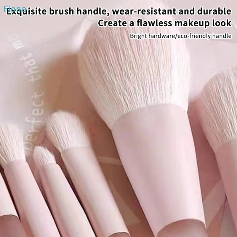 ☭ 10 pinceaux de maquillage de voyage avec manche rose, fond de teint synthétique, poudre, fard à paupières, mini ensemble de pinceaux de maquillage. — image 6