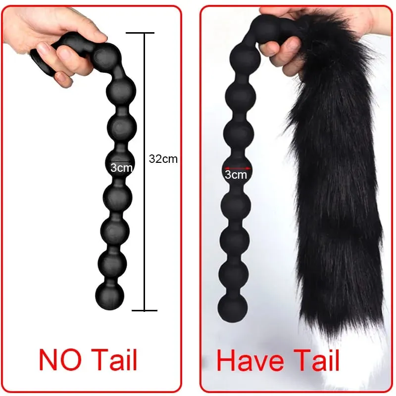 Butt Plug with Tail BDSM felnőtt szexjátékok pároknak, hatalmas anális gyöngyök, folyékony szilikon puha anális dugó Prosztata masszázs anális dildók