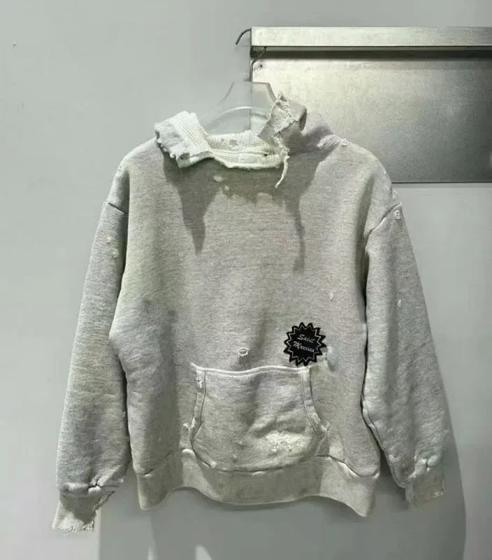 24FW SAINT Vintage Angel Printed Distressed Women Men Hooded Sweatshirt Hoodies Oversized Men Casual Cotton Pullover Hoodie — image 28