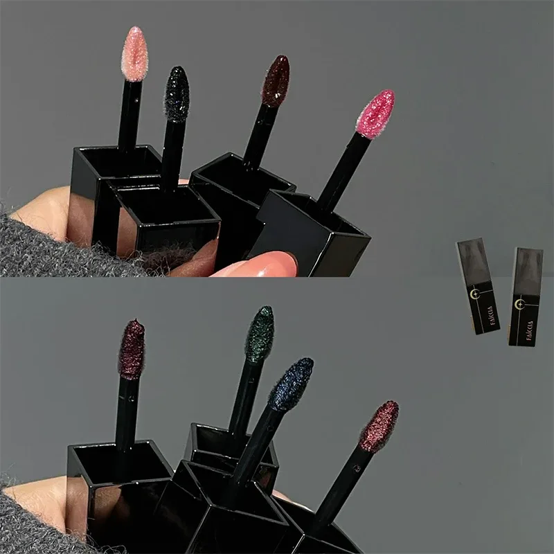 8 Colors Glitter Watery Lip Gloss Diamond Pearlescent Metallic Lipstick Lasting Moisturizing Non-Sticky Halloween Party Makeup