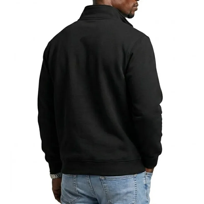 Mens Outdoor Quarter Zip Sweatshirts Casual Half Zip Pullover Hoodies Solid Color Spring Autumn Tops for Gym and Daily Tops — image 3