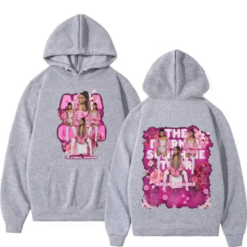 Cantora ariana grande tour 2026 gráfico moletom com capuz masculino feminino moda pulôver mangas compridas solto casual moletom de lã de grandes dimensões