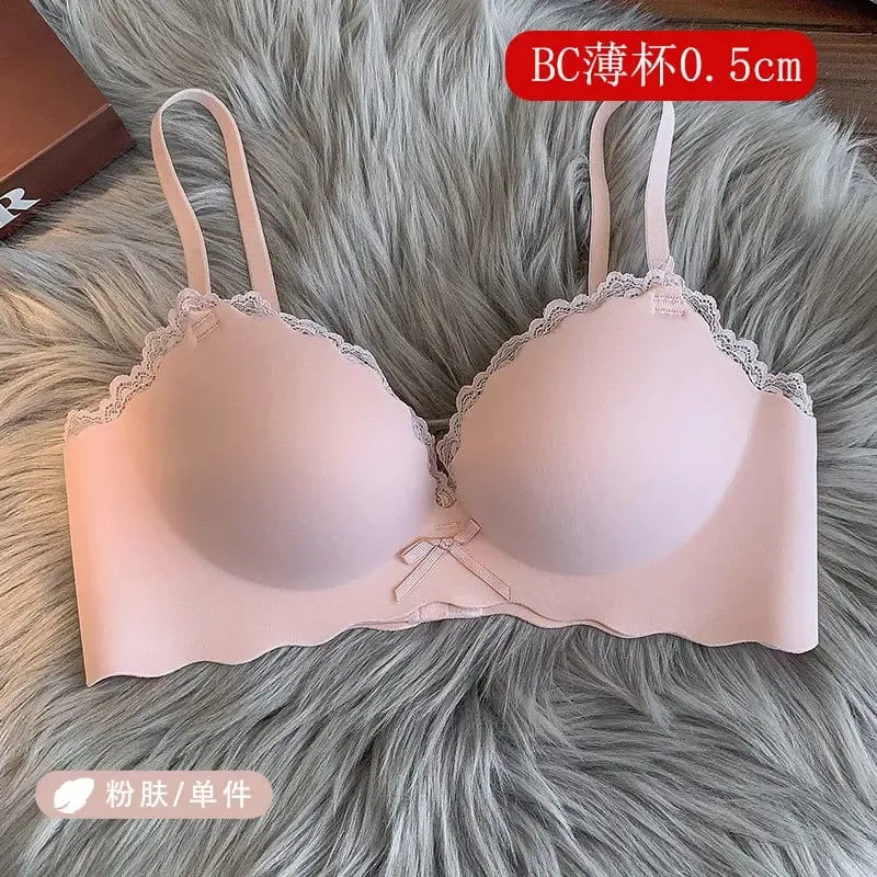 セクシーNői vezeték nélküli varrat nélküli melltartó szett egyrészes Push-Up melltartó, kis melltartó, oldalt támasztó megereszkedésgátló puha női intim fehérnemű — image 9