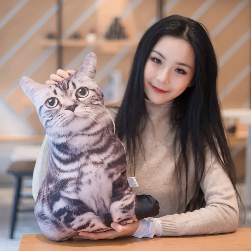 Plush Realistic 3D Cat Doll Soft Cartoon Simulation Cat Plushie Pillow Stuffed Kawaii Plush Animals Toy Cushion for Kids Girls — image 3