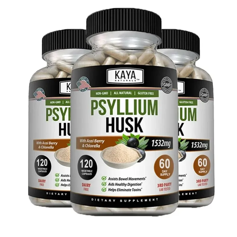 Psyllium Husk Capsules - 1532 Mg - Enriched with Ginger Root and Aloe Vera To Support Bowel Digestive and Detoxification Health — image 10
