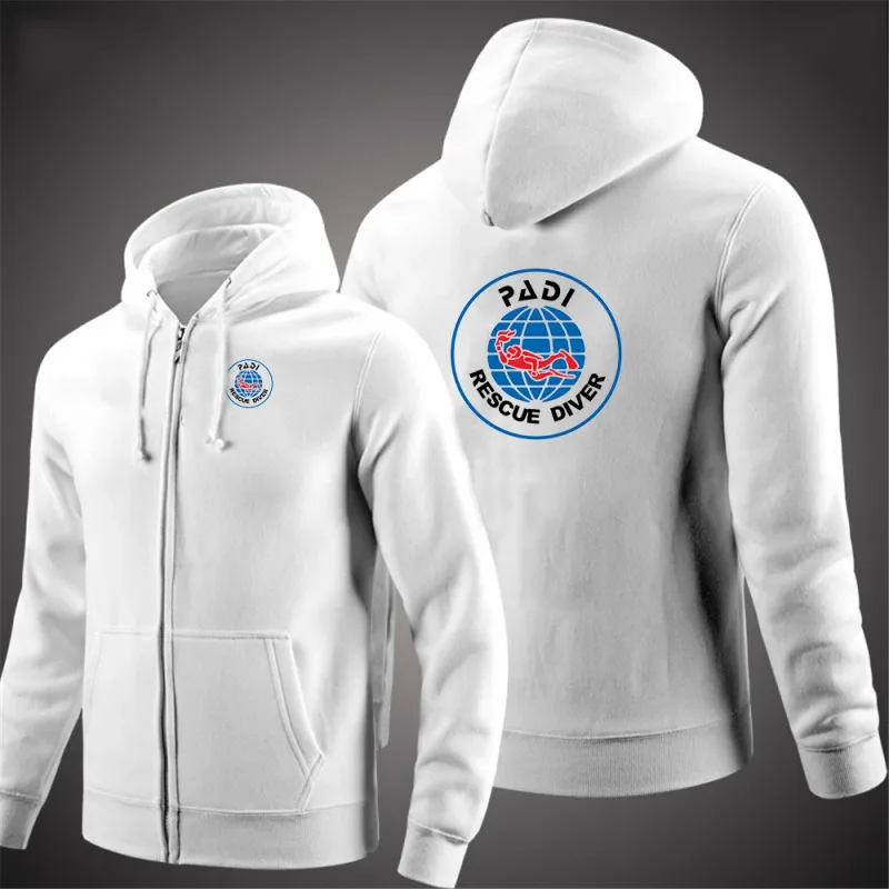 Scuba Driver Padi 2026 white Hoodies men Autumn Long Sleeve Pullover Tops Casual Pocket Hoodies Outer Loose Sport Wear — image 9