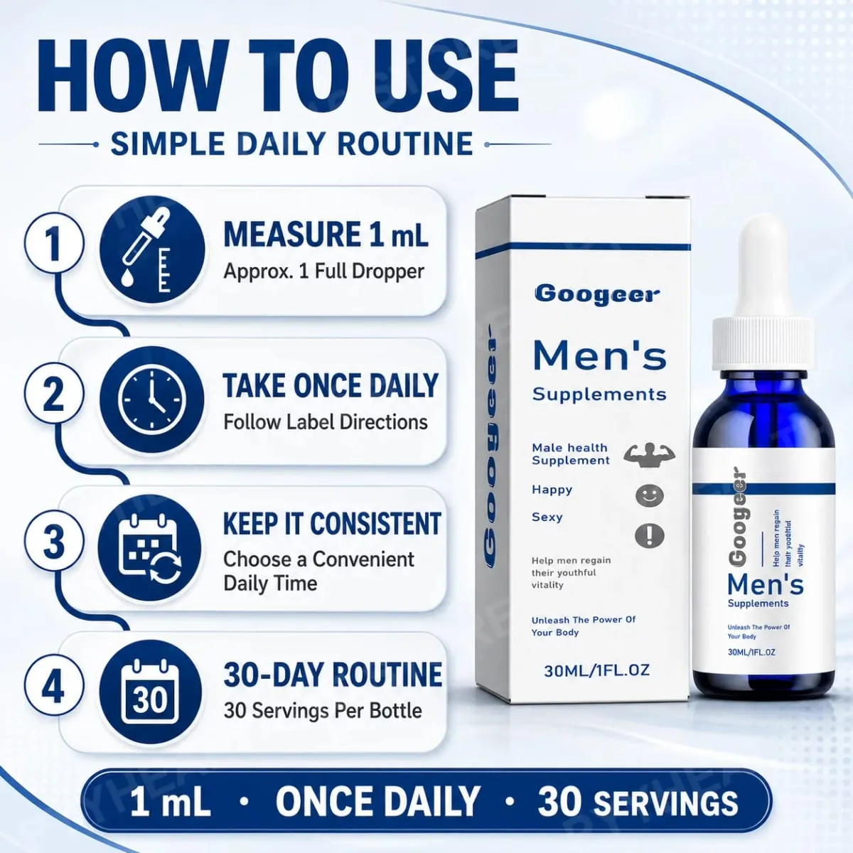 Men's Supplements Drops with Panax Ginseng Ginkgo Biloba Grape Seed and Vitamin B12 for Energy & Daily Vitality Support 30 ML — image 6