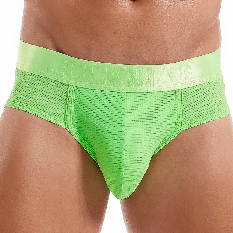Jockmail Mens Underwear Briefs Mesh Breathable Sports Fitness Shorts Solid Color Sexy Low-rise Lingeries for Extreme Panties — image 23