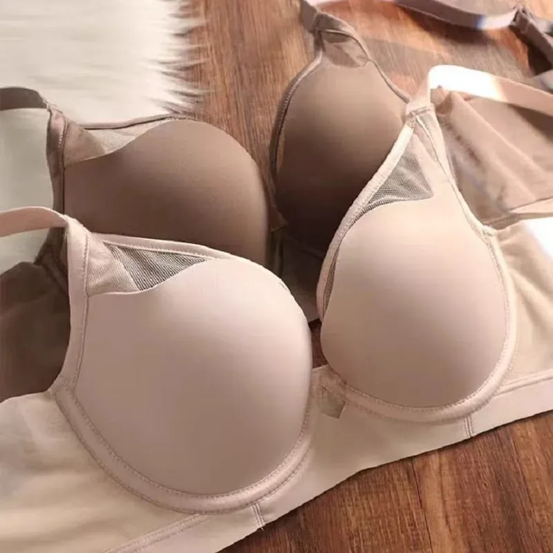 Plus Size Seamless Thin Push Up Lingerie For Women Large Breasts Look Smaller Anti-sagging Soft Underwire Bra