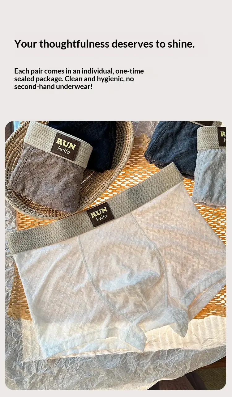 Men's Ice-Silk Jacquard Boxer Briefs: Cooling, Breathable, Mid-Rise, Boxer Shorts—comfortable and Simple Style for Young Men — image 13