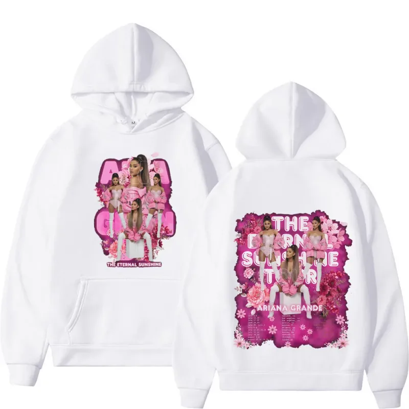 Cantora ariana grande tour 2026 gráfico moletom com capuz masculino feminino moda pulôver mangas compridas solto casual moletom de lã de grandes dimensões