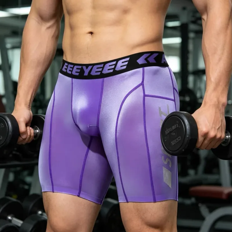 Men's Shorts Compression Running Shorts Quick Dry High Elastic Muscle Fitness Basketball Bottoms Five-Quarter Length Inner Pants — image 2