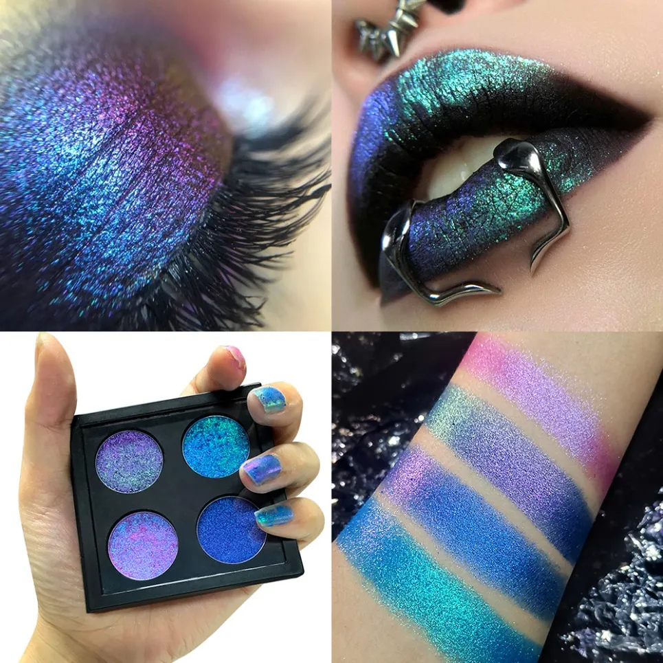 4 színű vegán kaméleon szemhéjfesték paletta saját márkás smink nagykereskedés egyedi logó Color Shift szemhéjfesték — image 4
