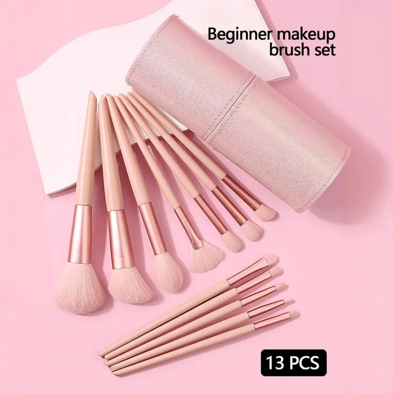 חדש 13 יח'\סט בחביות מברשות איפור סט Powder Foundation סומק קונטור צללית גבות ריסים מברשות קוסמטיות כלי יופי