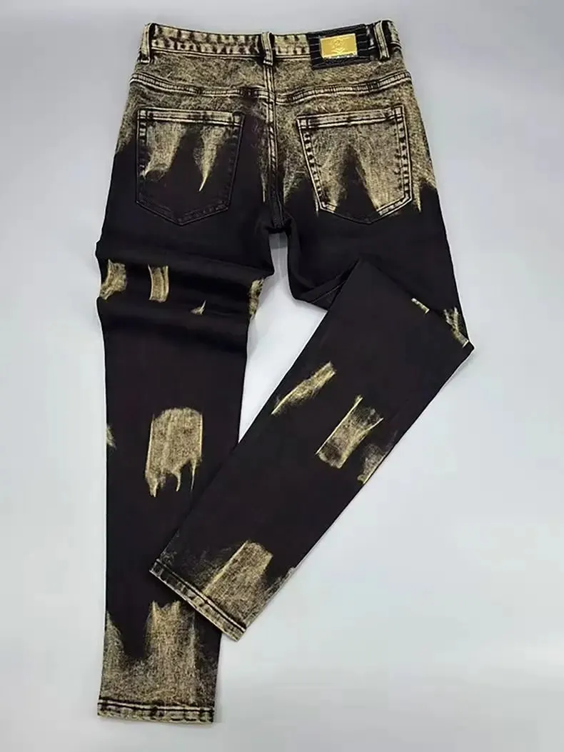 Υψηλής ποιότητας American Retro Men Jeans φθινοπωρινό νέο μικρο-ελαστικό δημοφιλές, ανθεκτικό στη φθορά λεπτό ίσιο παντελόνι — image 5
