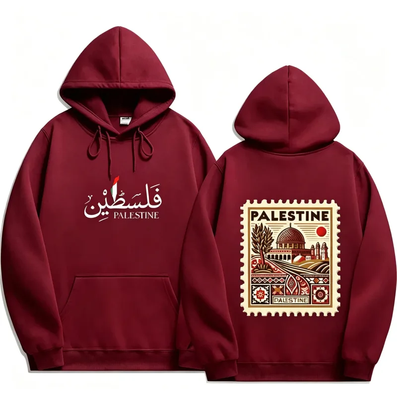 Unisex Autumn Winter Vintage Casual Pullover Sweatshirts Palestine Hoodie Fashion Harajuku Aesthetic Retro Graphic Hoodies Tops